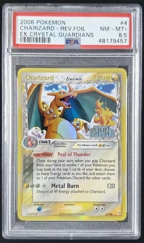 2006 Pokemon CHARIZARD #4/100 EX Crystal Guardians Reverse Foil English PSA 8.5