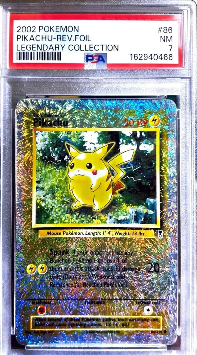 2002 PIKACHU REVERSE HOLO #86/110 POKEMON LEGENDARY COLLECTION PSA 7 NM