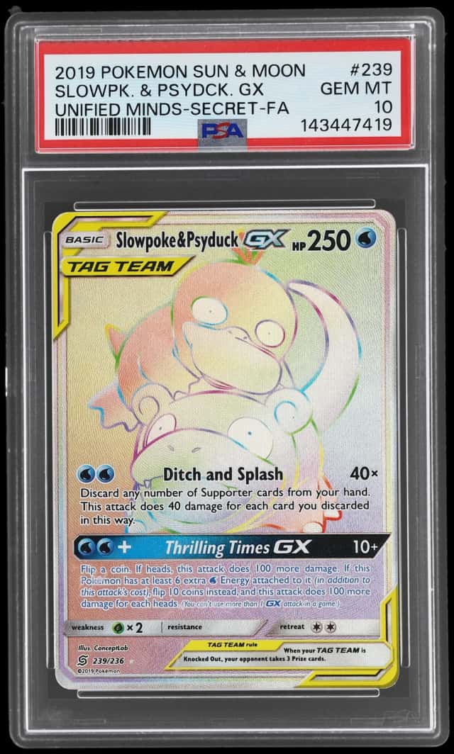 2019 Pokemon Unified Minds Secret Rare Psyduck/Slowpoke Gx #239
