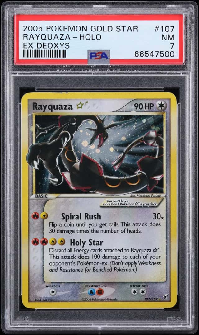 2005 Pokemon EX Deoxys Holo Rayquaza Gold Star #107 PSA 7 NRMT