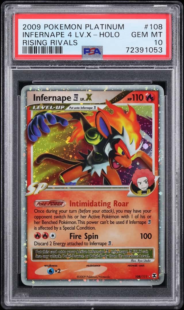 2009 Pokemon Platinum Rising Rivals Holo Infernape 4 LV.X #108 PSA 10 GEM MT