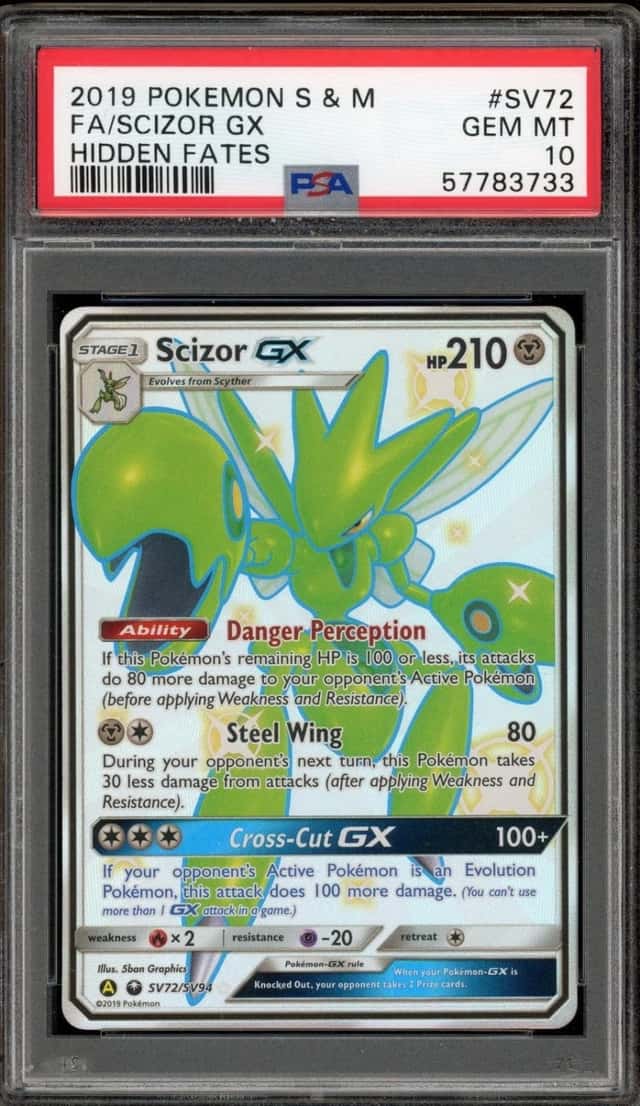 Pokemon Scizor Gx Hidden Fates Full Art SV72/SV94 PSA 10 Gem Mint