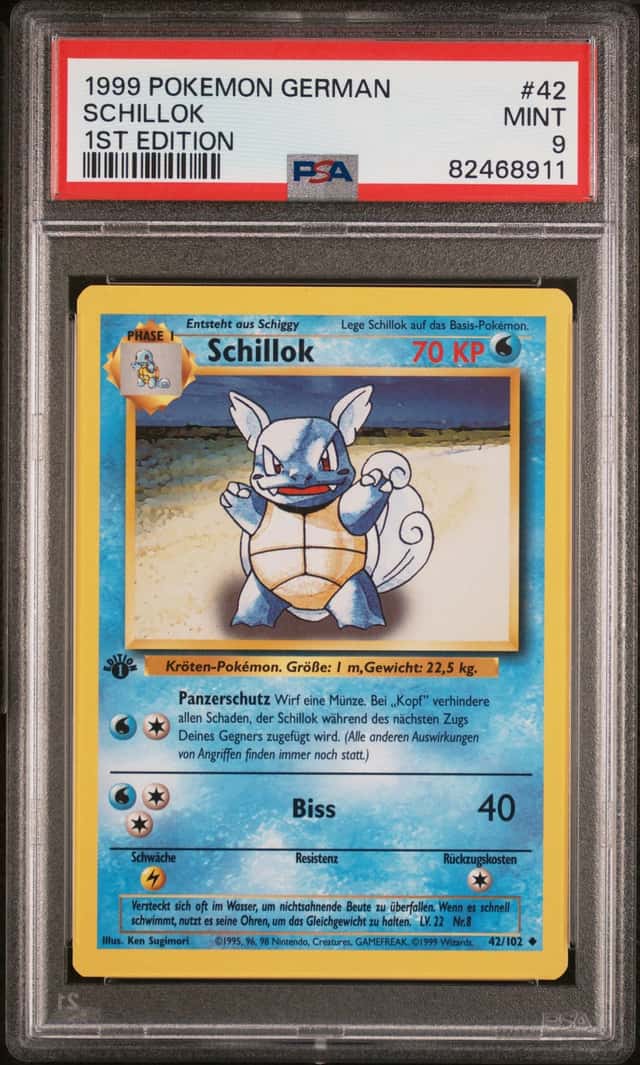 Pokemon TCG PSA 9 1999 German Schillok 042/102 Grundset 1st Edition