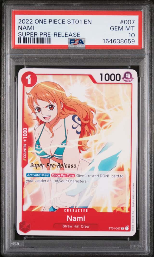 2022 One Piece ST01 Super Pre-Release GOLD STAMPED #007 Nami PSA 10 GEM MINT