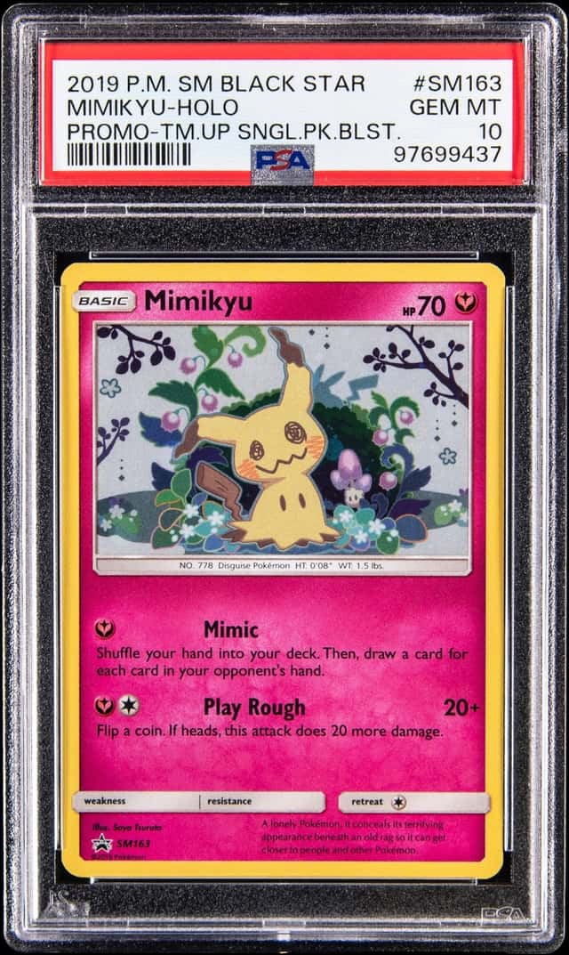 2019 Pokemon Sun & Moon Black Star Promo Team Up Single Pack Blister Holo #SM163 Mimikyu - PSA GEM MT 10