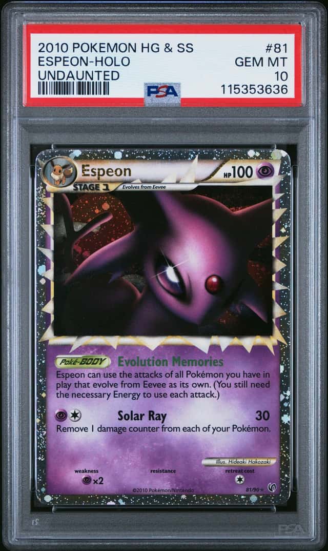 2010 Pokemon HeartGold & SoulSilver Undaunted Holo Espeon #81 PSA 10 GEM MINT
