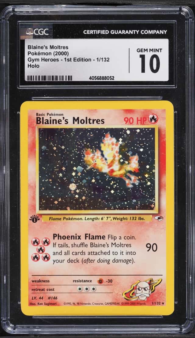2000 Pokemon Gym Heroes 1st Edition Holo Blaine's Moltres #1 CGC 10 GEM MINT