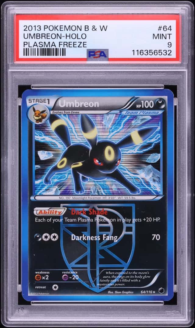 2013 Pokemon Black & White Plasma Freeze Holo Umbreon #64 PSA 9 MINT