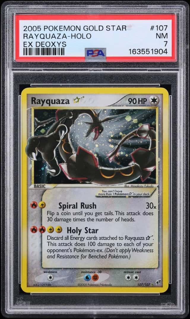 2005 Pokemon EX Deoxys Holo Rayquaza Gold Star #107 PSA 7 NRMT