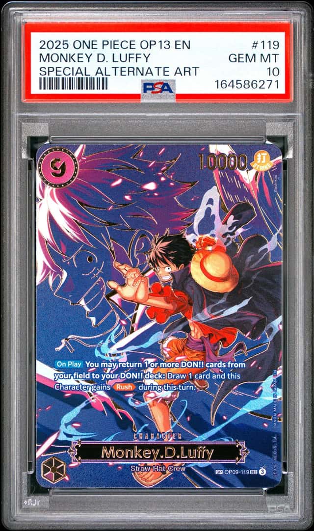 2025 One Piece Monkey D. Luffy OP09-119 SPECIAL ALTERNATE ART SP PSA 10 GEM OP13