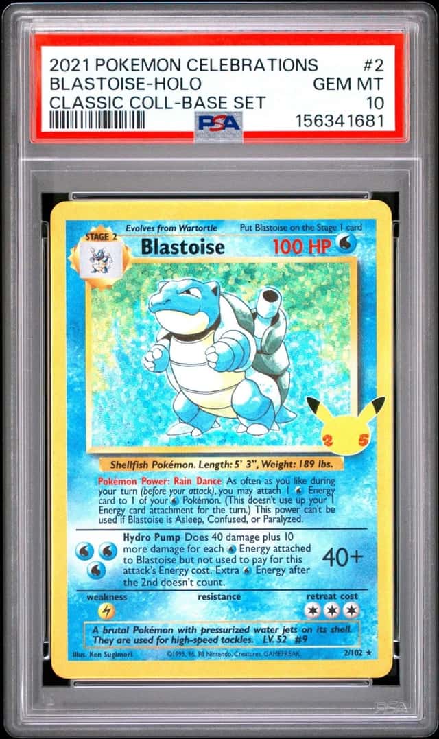 PSA 10 Blastoise Holo 2 Celebrations Classic Collection Pokemon Card