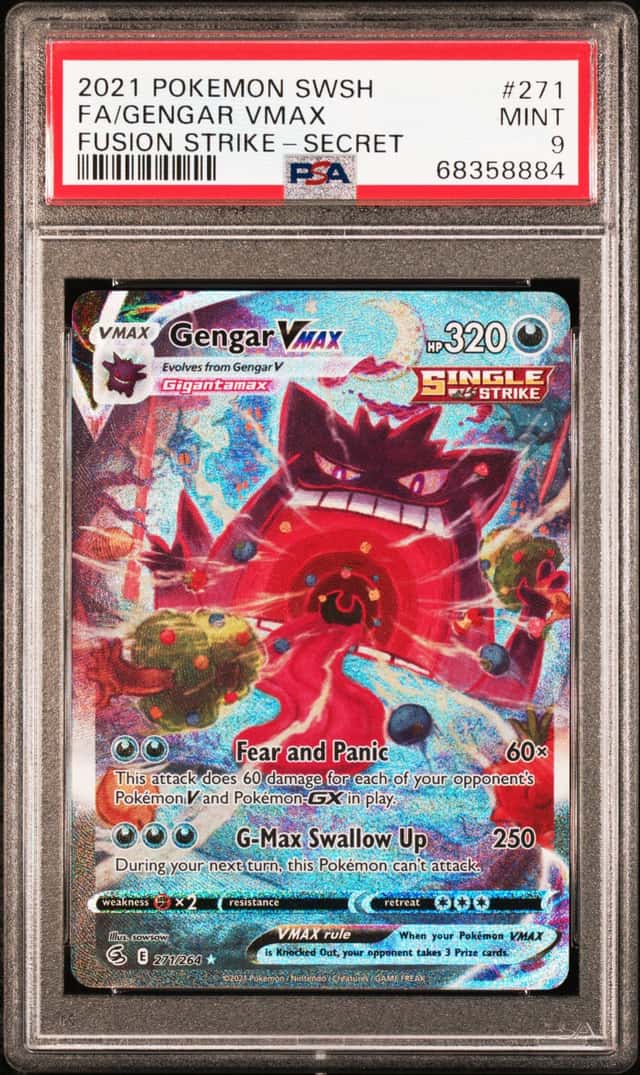 PSA 9 Gengar VMAX #271/264 Pokemon SWSH Fusion Strike Alt Art Secret Rare MINT