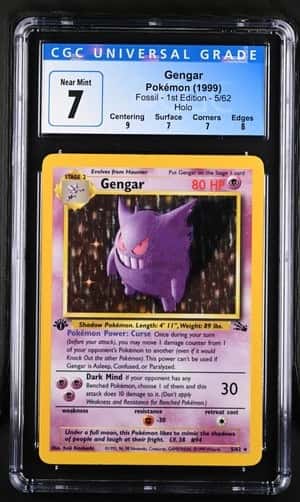 Pokemon (1999) 1st Edition Fossil Gengar Holo CGC 7