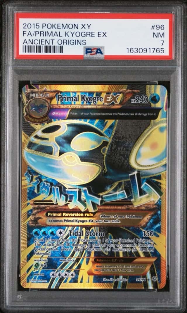 2015 POKEMON XY ANCIENT ORIGINS #96 FULL ART/PRIMAL KYOGRE EX PSA 7