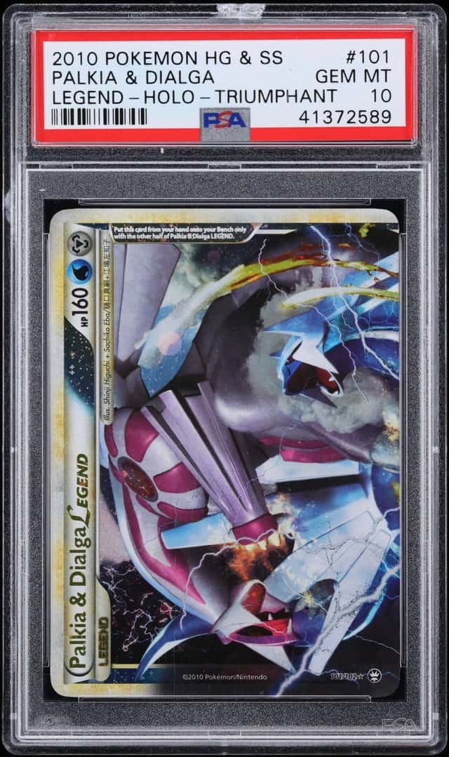 2010 Pokemon HGSS Triumphant Holo Palkia & Dialga LEGEND #101 PSA 10 GEM MINT