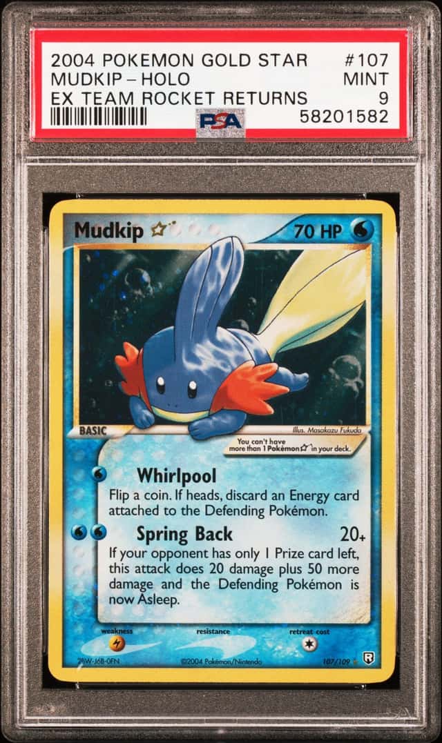 2004 Pokemon Ex Team Rocket Returns Holo Mudkip Gold Star #107