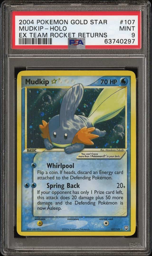 2004 Pokemon Ex Team Rocket Returns Holo Mudkip Gold Star #107