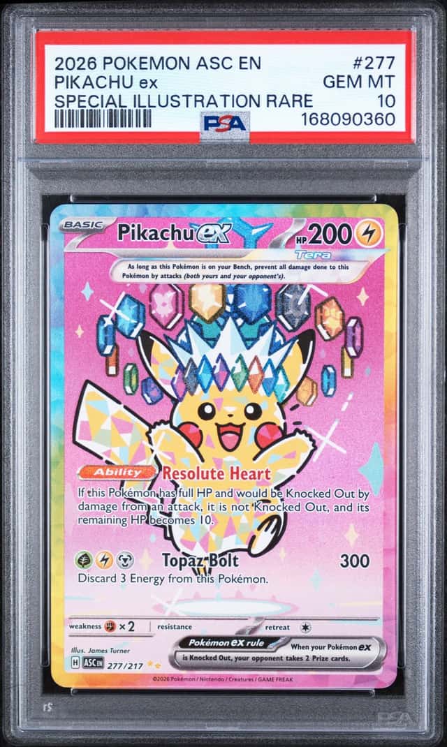 Pokemon 2026 Pikachu ex 277/217 SIR Ascended Heroes GEM MINT PSA 10