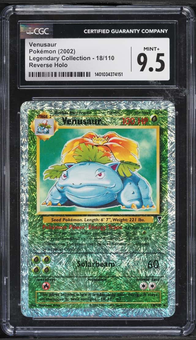 2002 Pokemon Legendary Collection Reverse Holo Venusaur #18 CGC 9.5 MINT+