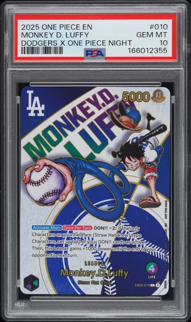 2025 ONE PIECE PROMOS DODGERS X ONE PIECE NIGHT  #010 MONKEY D. LUFFY PSA 10