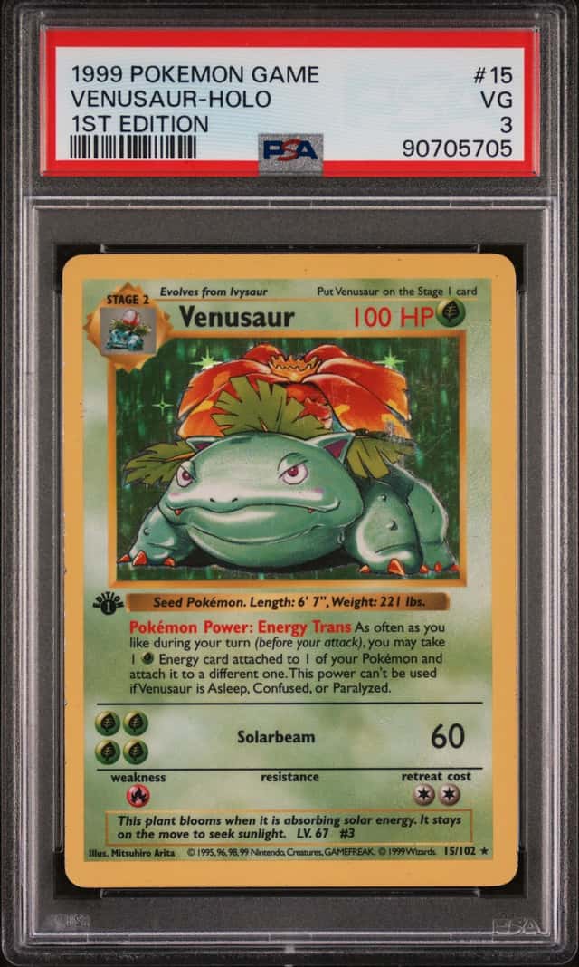 VENUSAUR HOLO PSA 3 1999 POKEMON 1ST EDITION #15/102 FIRST EDITION HOLO RARE 525