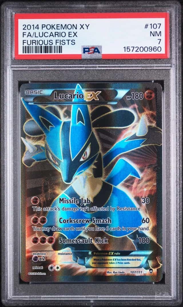 2014 POKEMON XY FURIOUS FISTS #107 FULL ART/LUCARIO EX PSA 7