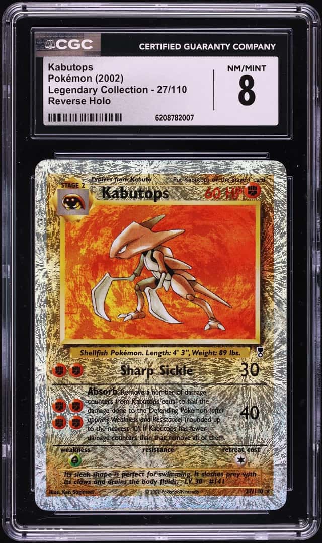 2002 Pokemon Legendary Collection Reverse Holo Kabutops #27 CGC 8 NM-MT