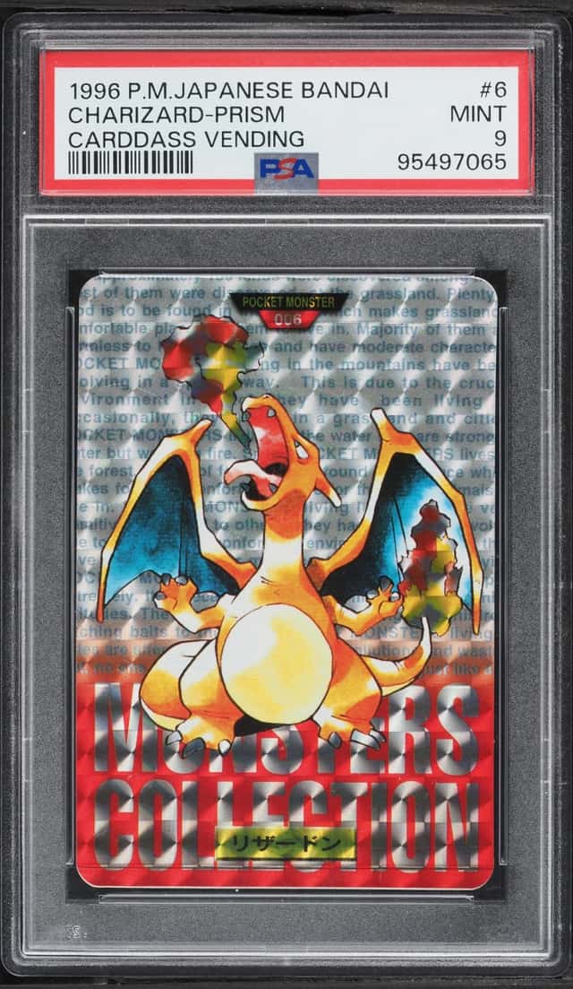 1996 Pokemon Japanese Bandai Carddass Vending Red Prism Charizard #6 PSA 9 MINT