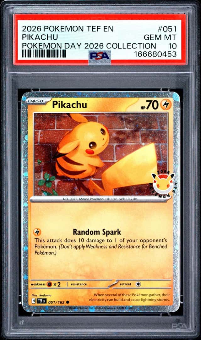 PSA 10 GEM MINT Pikachu COSMOS HOLO 051/162 Pokemon Day STAMPED PROMO Temporal