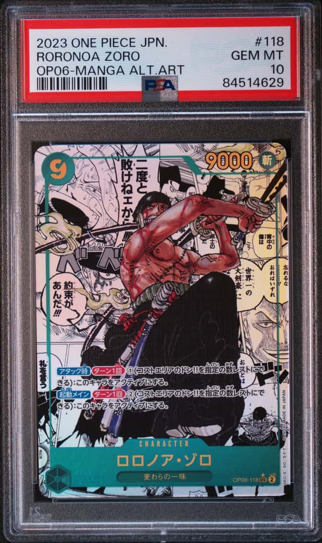 2023 One Piece OP06 JPN Manga Alternate Art #118 Roronoa Zoro PSA 10 GEM MINT