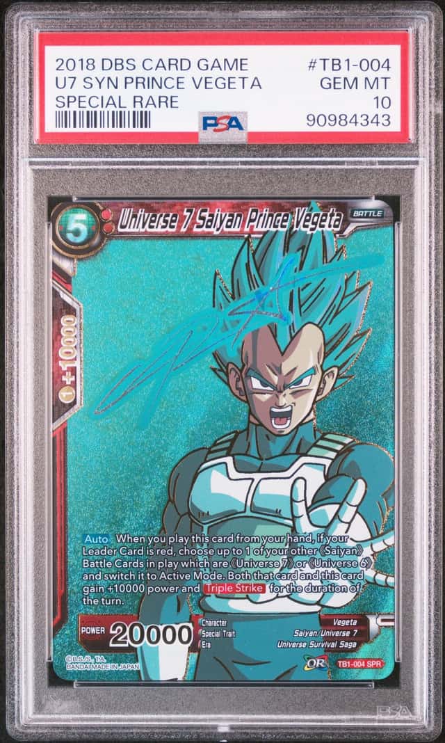 2018 Dragon Ball Super Tournament Of Power Universe 7 Saiyan Prince Vegeta SPR #TB1-004 PSA 10