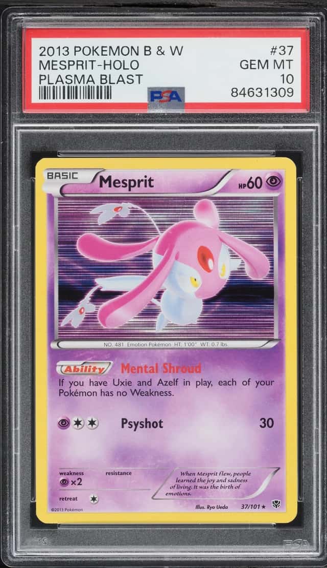 2013 Pokemon Black & White Plasma Blast Holo Mesprit #37 PSA 10 GEM MINT