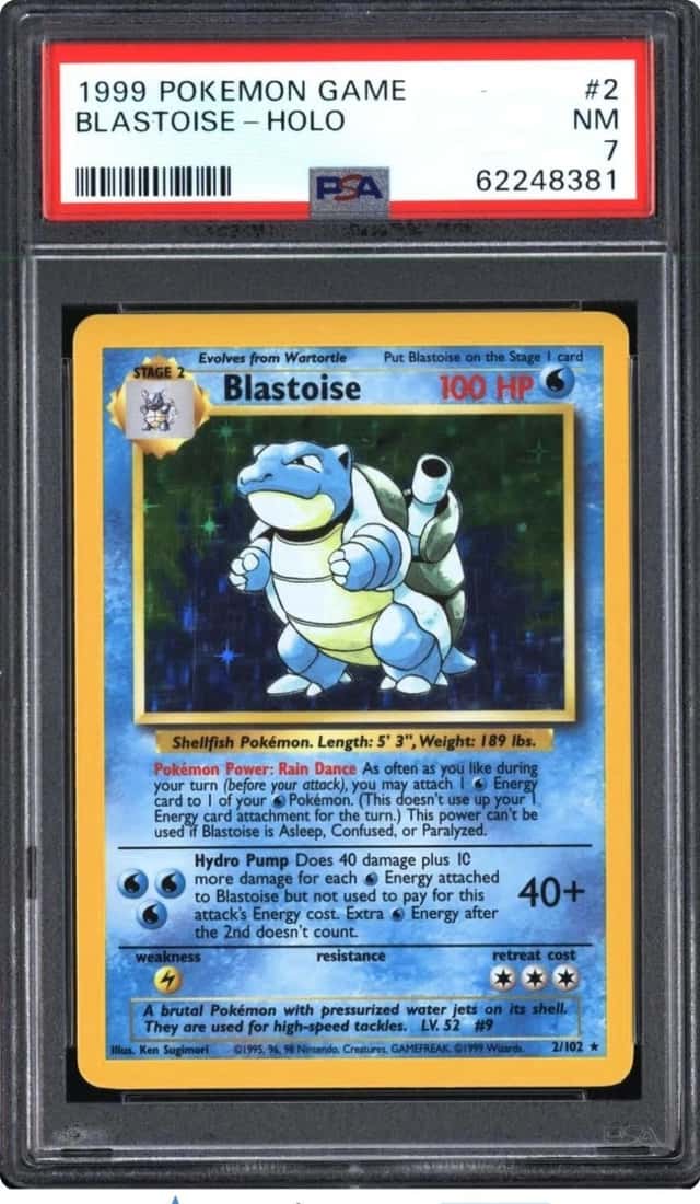 Pokemon 1999 Blastoise 2/102 Holo Base Set PSA 7