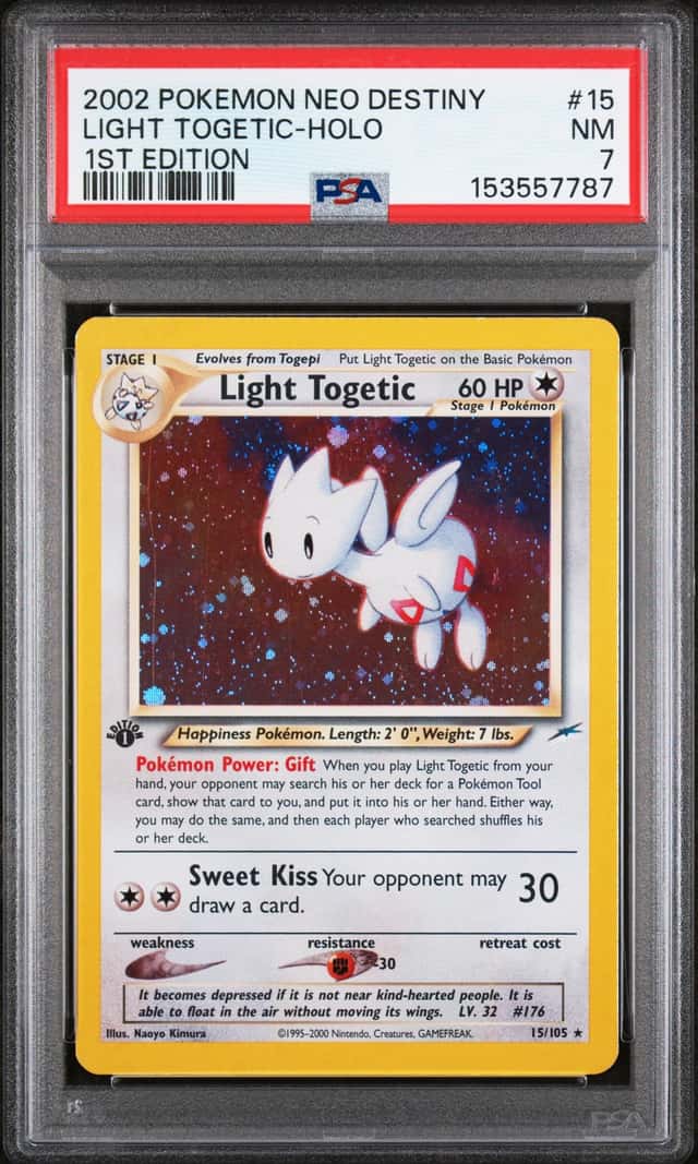 2002 POKEMON NEO DESTINY 1ST EDITION #15/105 LIGHT TOGETIC HOLO PSA 7