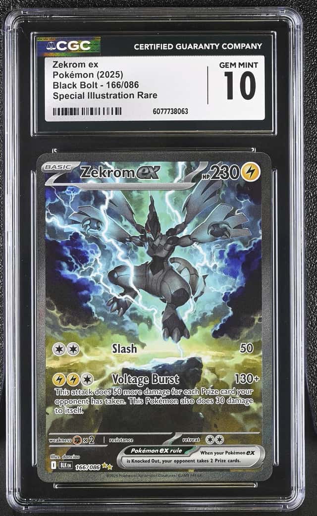 2025 POKEMON BLACK BOLT #166/086 ZEKROM EX SPECIAL ILLUSTRATION RARE CGC 10