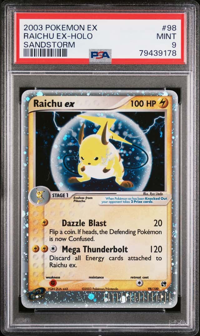 2003 POKEMON EX SANDSTORM #98/100 RAICHU HOLO PSA 9