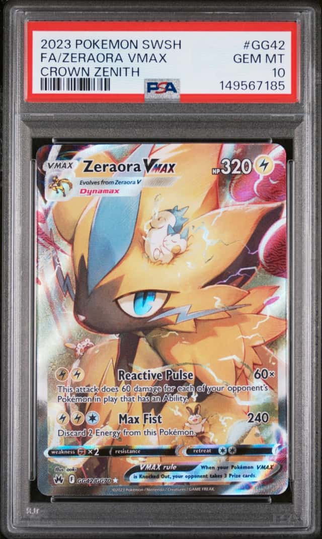 2023 Pokemon TCG Crown Zenith Galarian Gallery Zeraora VMAX GG42 PSA 10