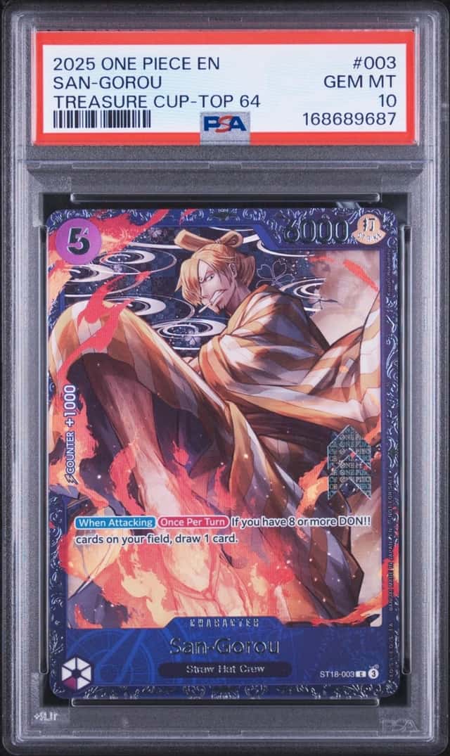 2025 ONE PIECE PROMOS TREASURE CUP-TOP 64 #003 SAN-GOROU PSA 10
