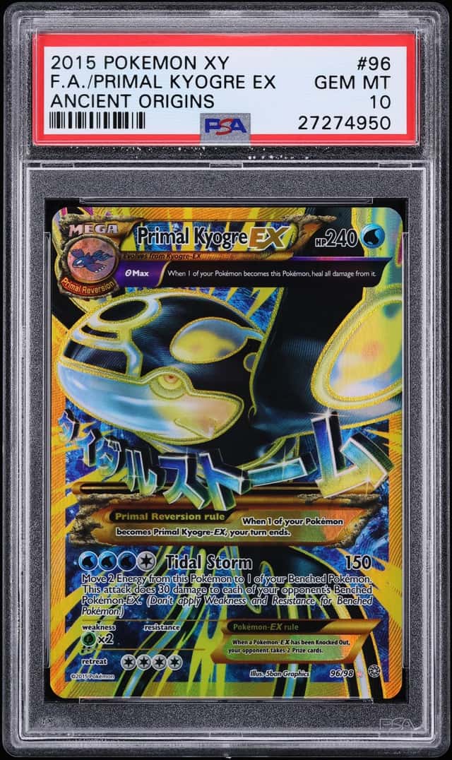 2015 Pokemon XY Ancient Origins Full Art Primal Kyogre EX #96 PSA 10 GEM MINT