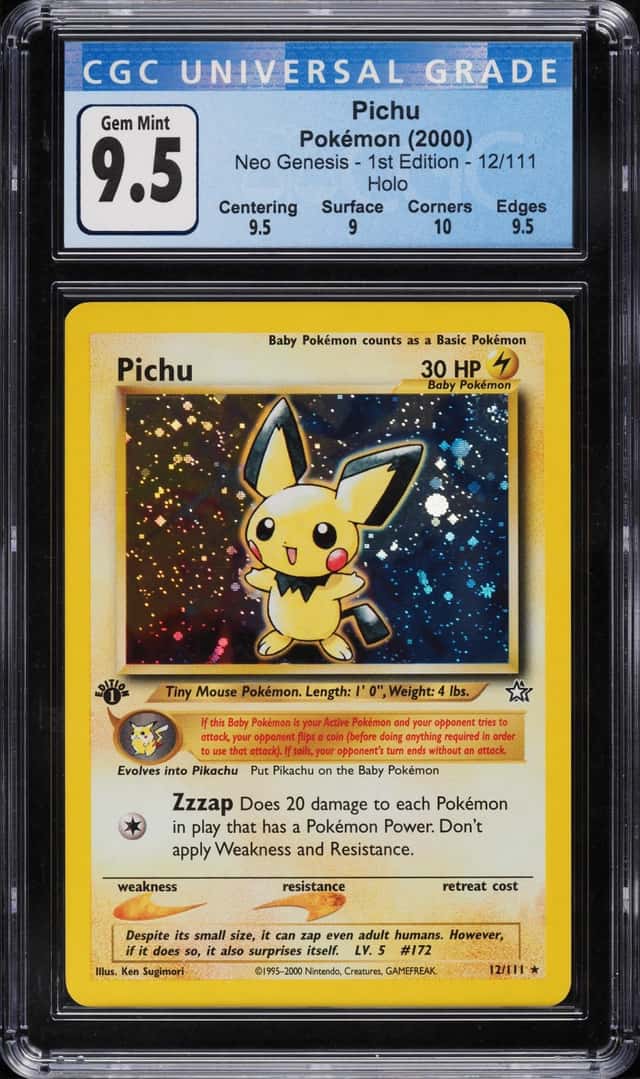 2000 Pokemon Neo Genesis 1st Edition Holo Pichu #12 CGC 9.5 GEM MINT