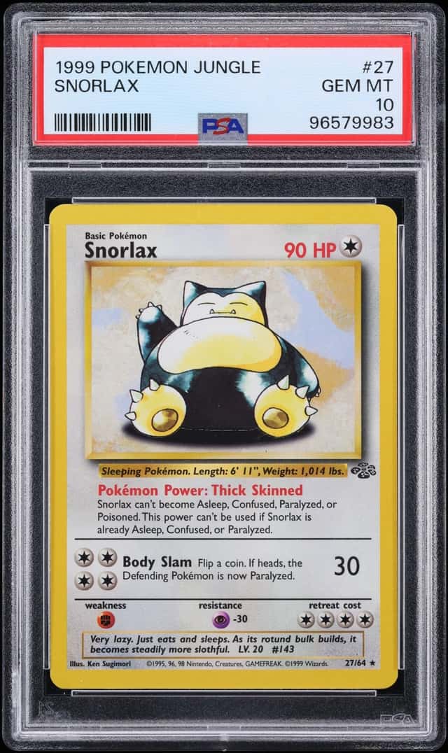 1999 Pokemon Jungle Snorlax #27 PSA 10 GEM MINT