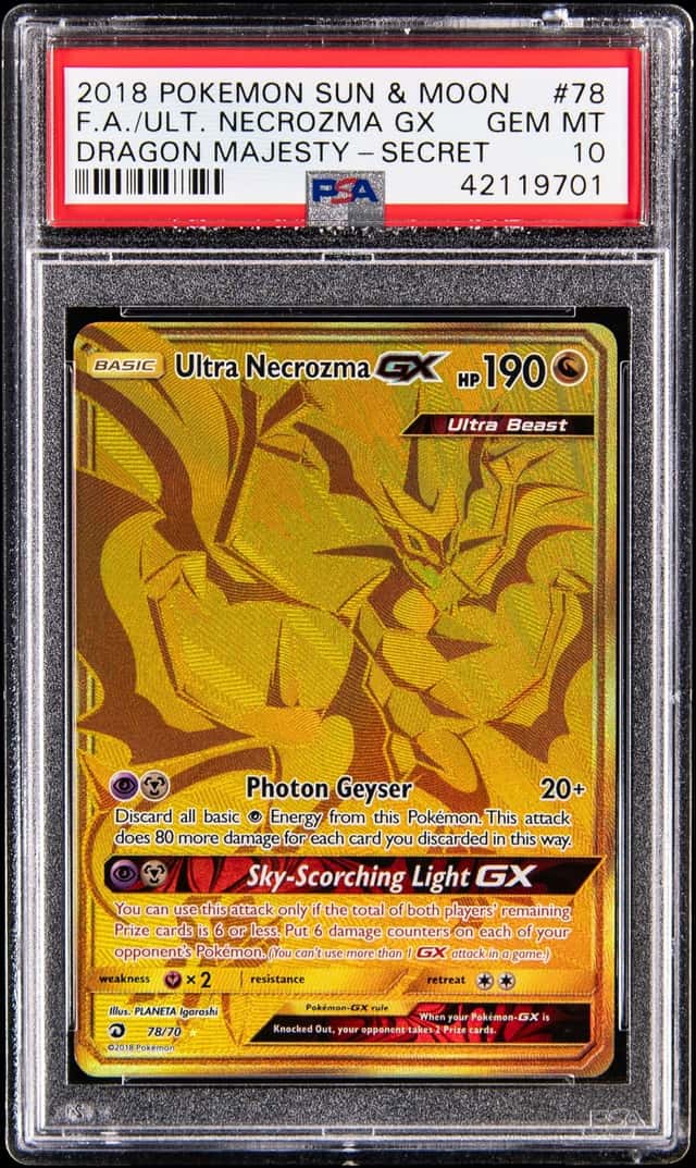 2018 Pokemon Sun & Moon Dragon Majesty Secret Full Art #78 Ultra Necrozma - PSA GEM MT 10