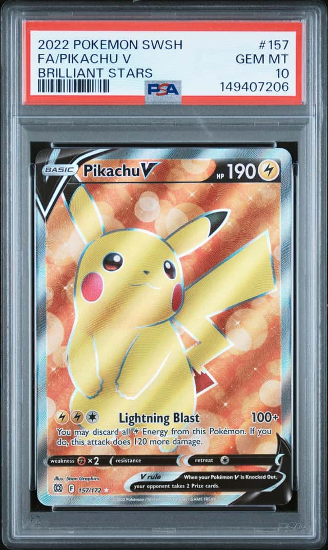 The Pokemon Company PSA 10 Pikachu V 157/172 Brilliant Stars Full Art Holo
