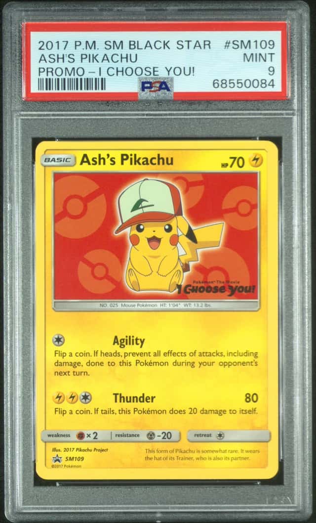 The Pokémon 2017 Pokémon TCG Promo Ash's Pikachu #SM109 PSA 9