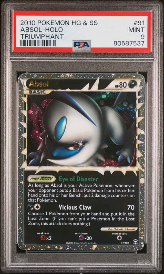 Pokémon 2010 Triumphant Absol PRIME Holo 91/102 PSA 9 Graded
