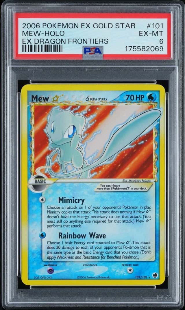 2006 POKEMON EX DRAGON FRONTIERS GOLD STAR #101 MEW-HOLO PSA 6