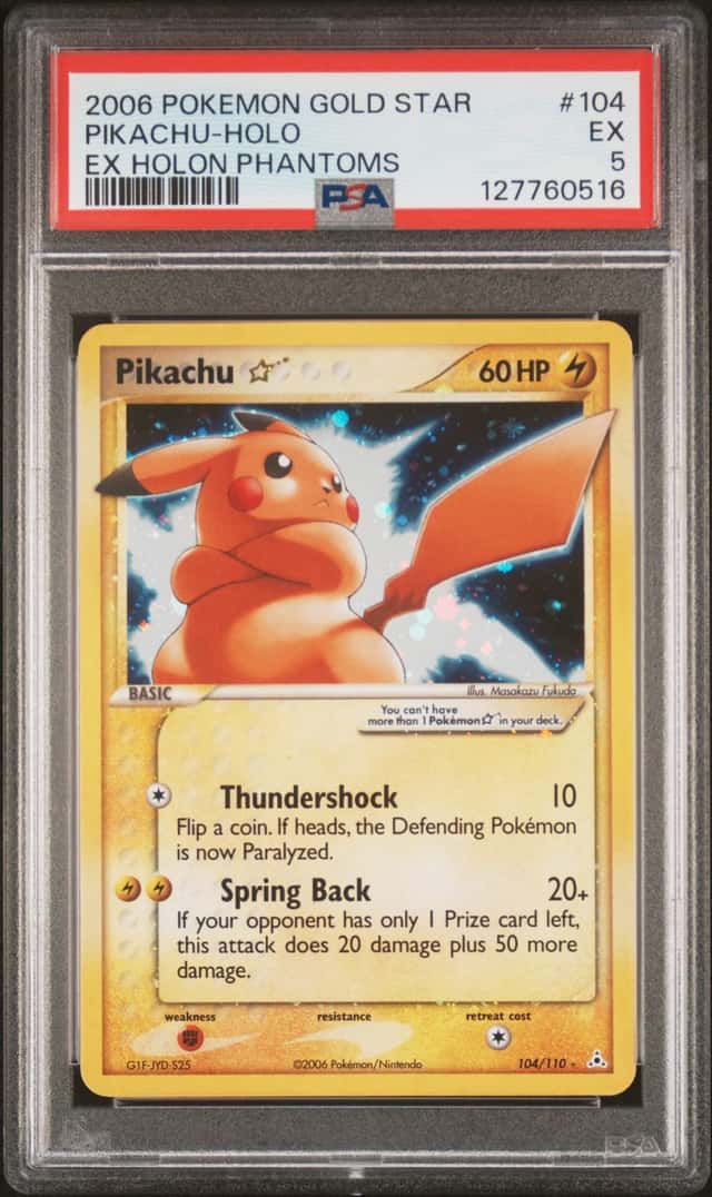 2006 POKEMON EX HOLON PHANTOMS GOLD STAR #104 PIKACHU-HOLO PSA 5
