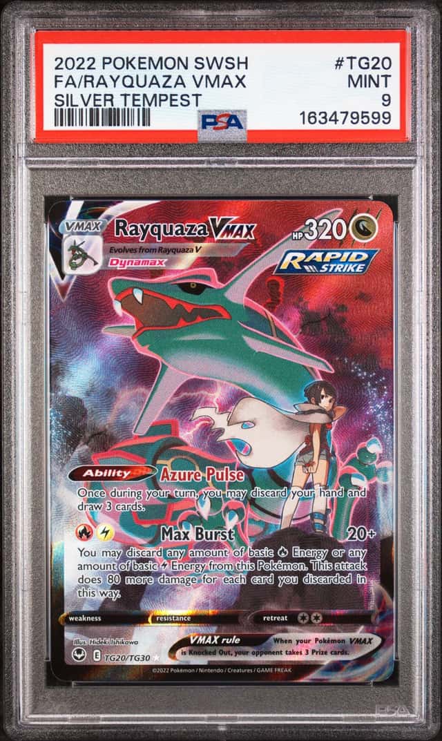 Pokemon 2022 Rayquaza VMAX TG20/TG30 Full Art Silver Tempest PSA 9