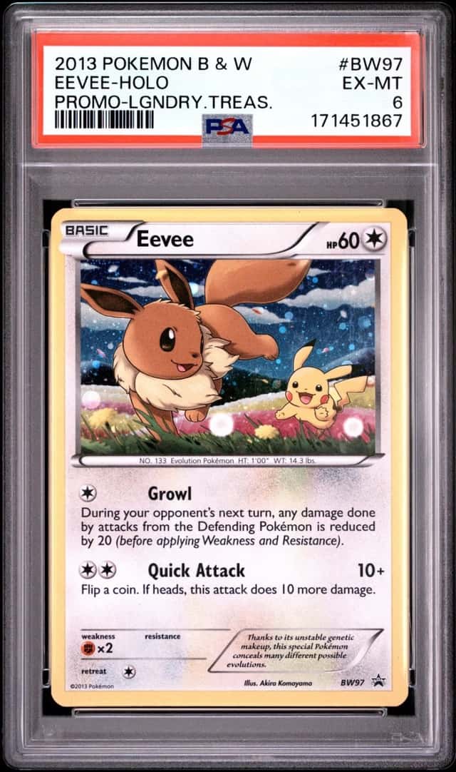 2013 POKEMON BLACK & WHITE PROMO LEGENDARY TREASURES #BW97 EEVEE-HOLO PSA 6