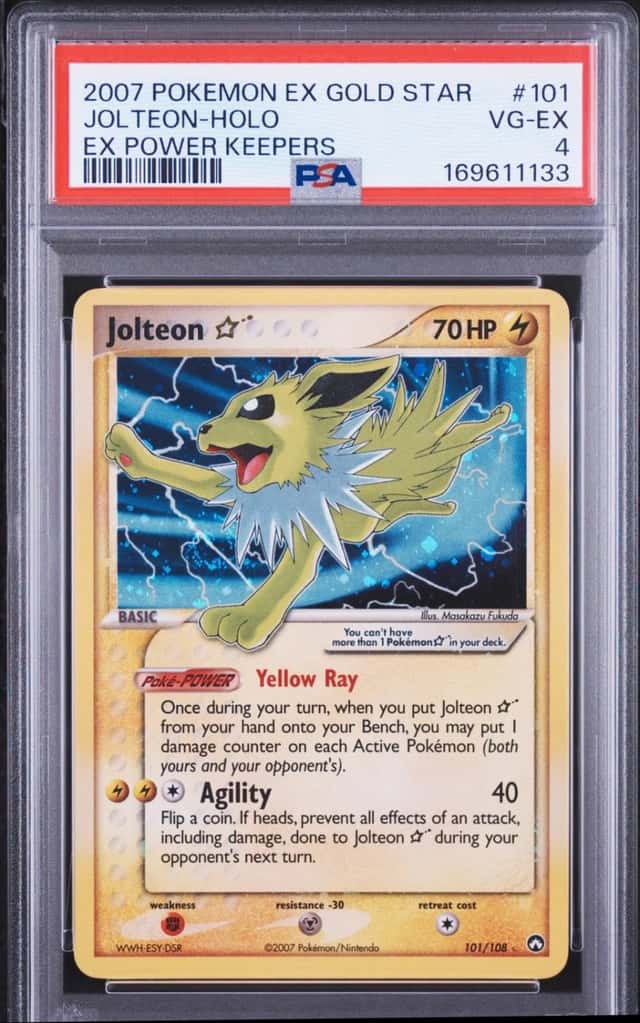 2007 POKEMON EX POWER KEEPERS GOLD STAR #101 JOLTEON-HOLO PSA 4